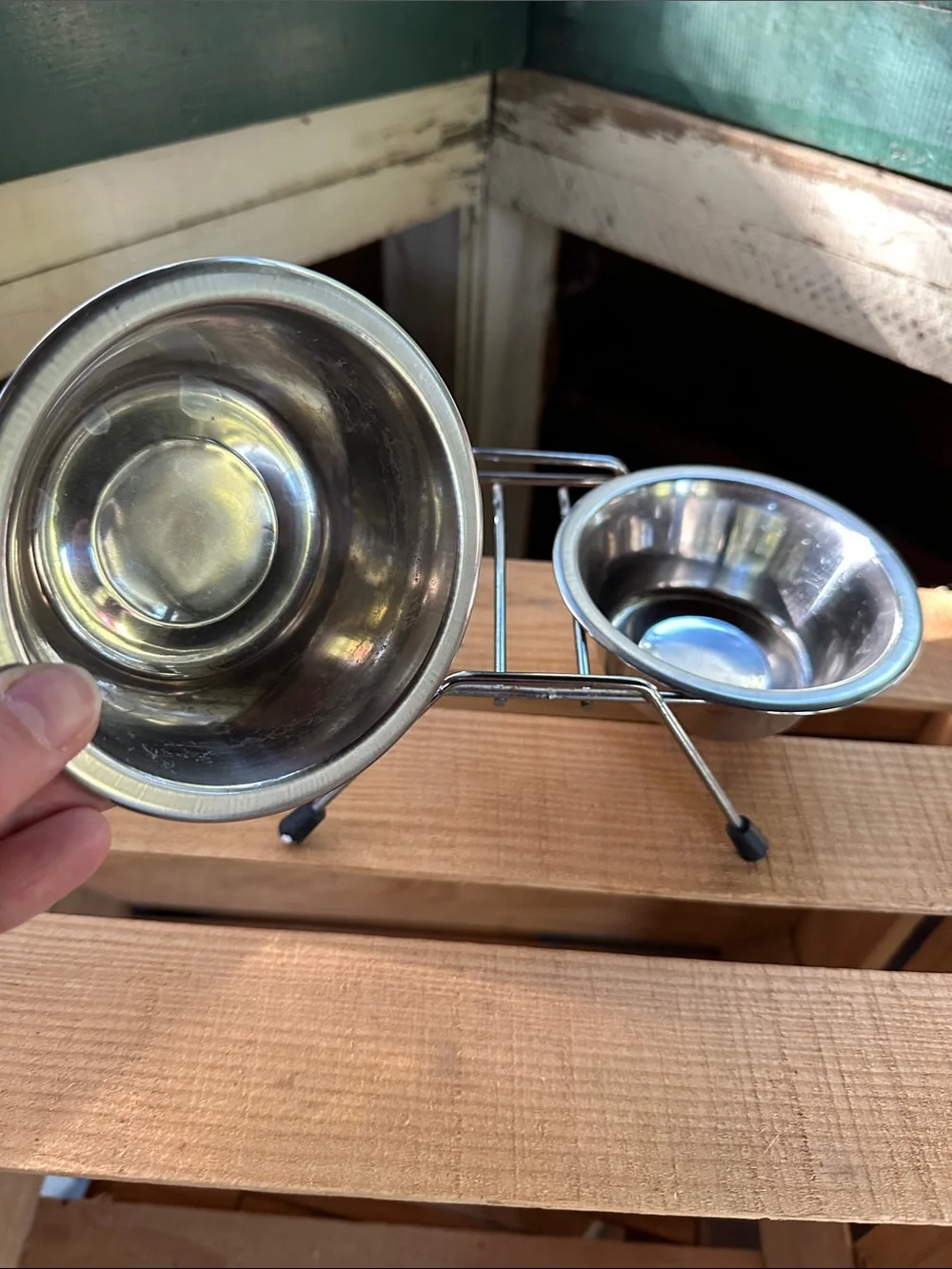 Stainless Steel Double Pet Bowl Set with Elevated Stand for XS Dog